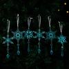 6 Pcs Acrylic Crystal Christmas Ornament Sparkling Clear Snowflake Hanging Ornaments with Drop Pendants for Xmas Tree Decoration