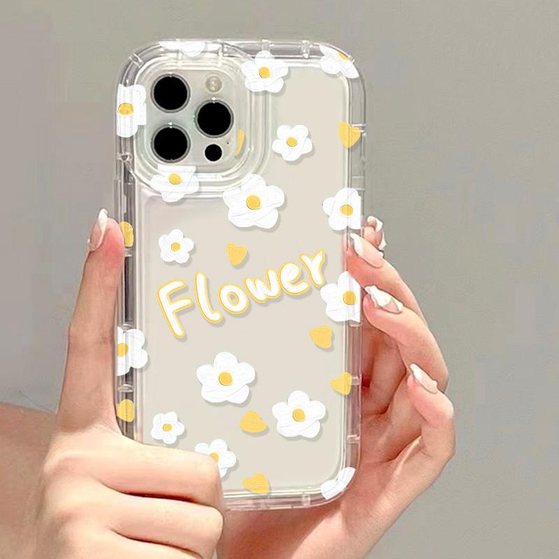 Love Heart Phone Case For iPhone 13 Case iPhone 14 15 Pro Max 11 12 16 XR XS X 7 8 Plus SE Cute Flower Shockproof Bumper Cover