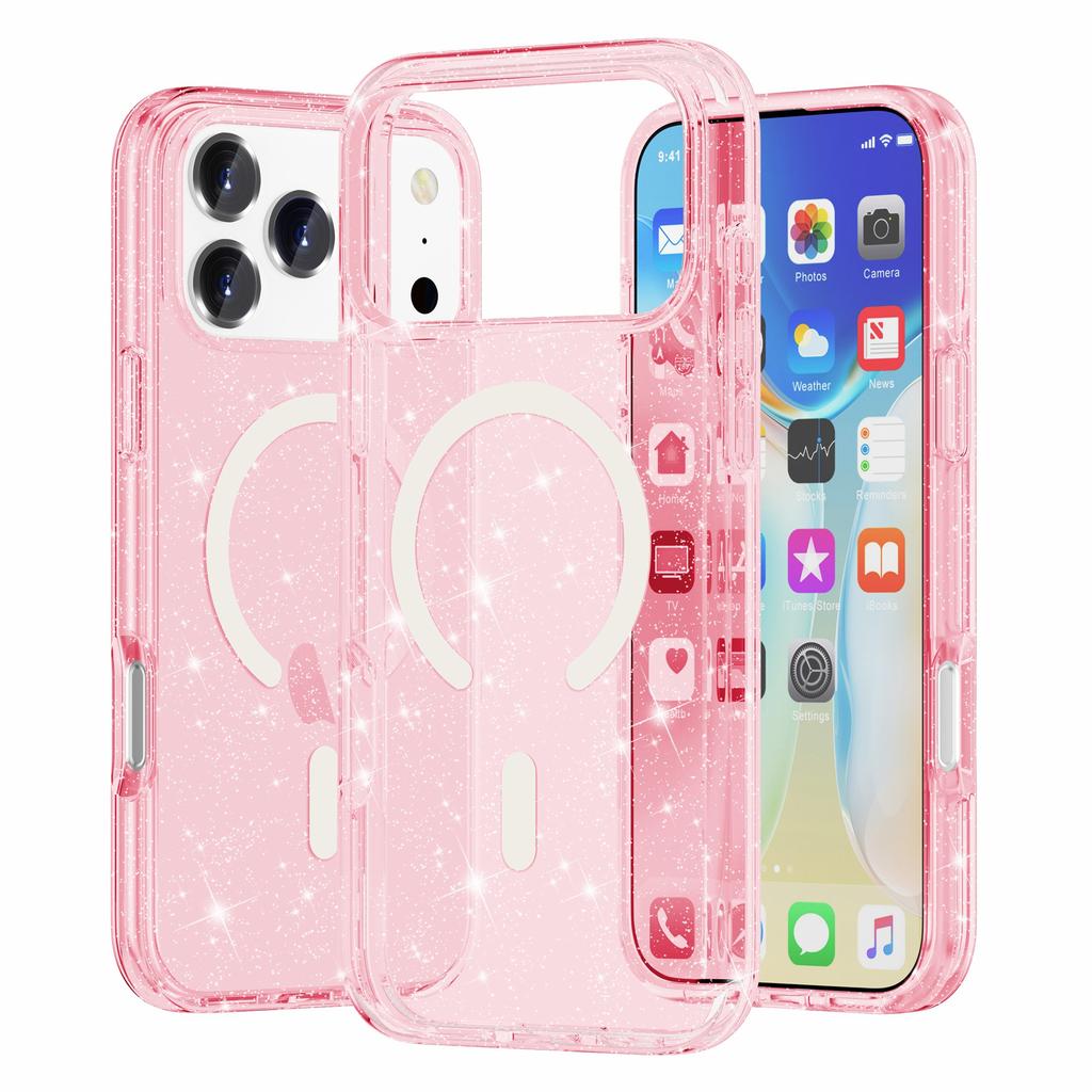 AMORUS For iPhone 17 Pro Magnetic Case Compatible with MagSafe Glitter Powder PC + TPU Phone Cover