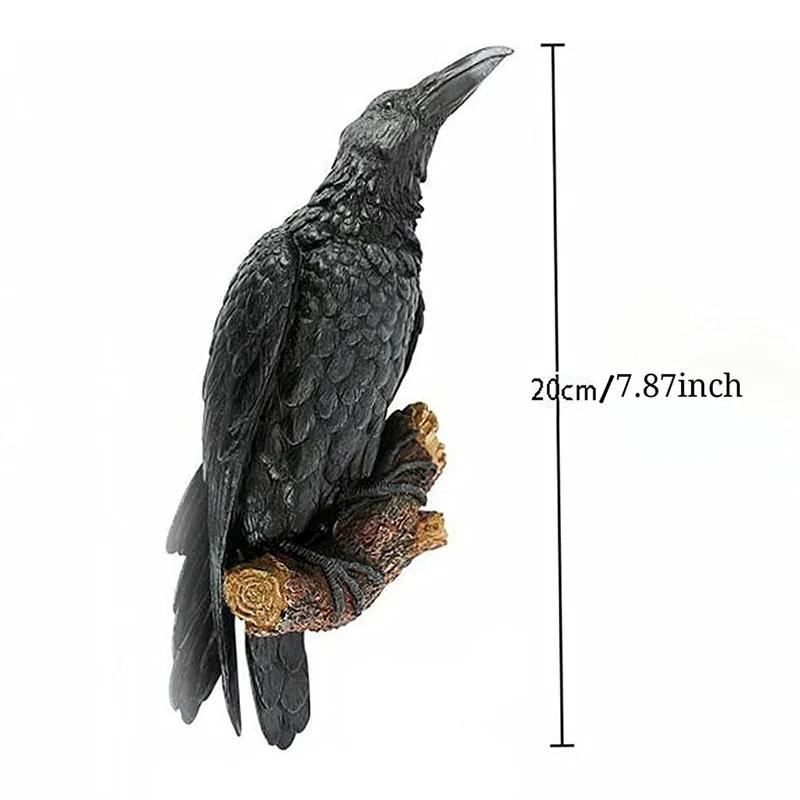Resin Raven Statue - Realistic Crow Sculpture for Outdoor Halloween Decor, Creative Courtyard or Garden Animal Decoration