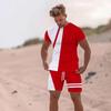 Summer Men Beach T Shirt Tracksuit 2 Piece Sets 3D Print All-Match Sports Short Sleeve Round Neck Casual Style Clothing 6XL