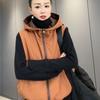 Autumn and Winter Women's Windproof Hooded Vest Solid Color Double-sided Casual Zipper Sleeveless Thick Jacket Vest