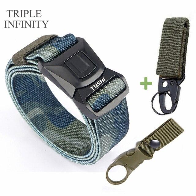 Новый мужской ремень для брюк, цинковый сплав, сменная пряжка, защитные мужские ремни для работы на открытом воздухе, быстросохнущий прочный нейлоновый повседневный вязаный ремень