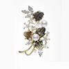 Elegant Pearl & Zircon Rose Brooch Corsage