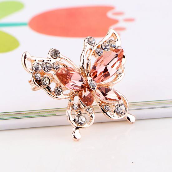 Женская брошь в форме бабочки из нержавеющей стали со стразами разных цветов для выпускного вечера