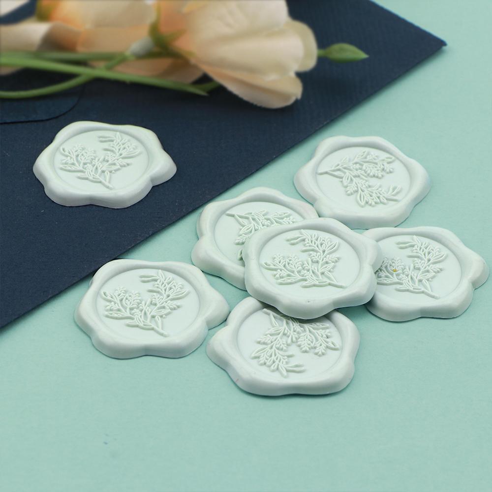 25pcs Mint Green Wax Seal Stamp Stickers - Eucalyptus Wedding Invitation Envelope Seal Stickers, Self- Adhesive Stickers Perfect