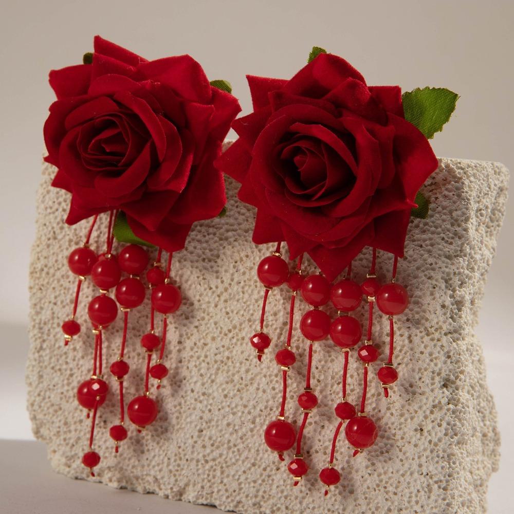 Rose Flower Flower Pendant Earrings Multicolor Women's Earrings Large Flower Earrings Women