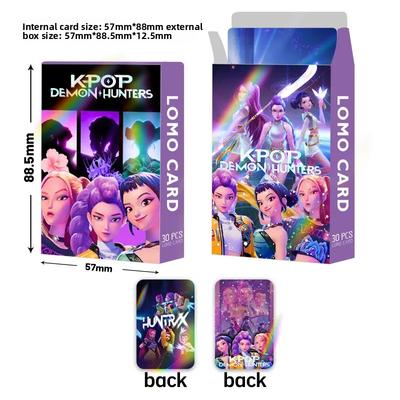 30 шт. K-POP Охотники на демонов Двусторонние голографические LOMO-карты - HUNTR/X Руми Зои Мира Аниме Коллекционные ПВХ Фотокарты, Радужные