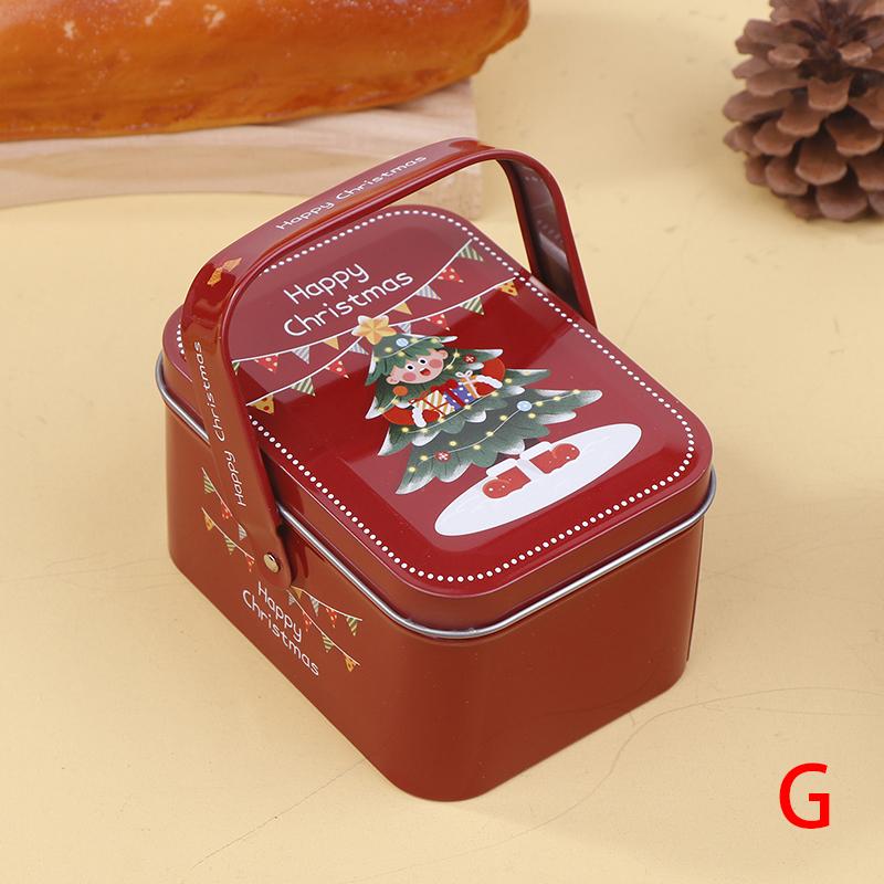 Рождественская жестяная коробка для печенья, подарочная упаковка, банка для конфет, контейнеры для хранения мультфильмов, сладкие праздничные принадлежности с ручкой