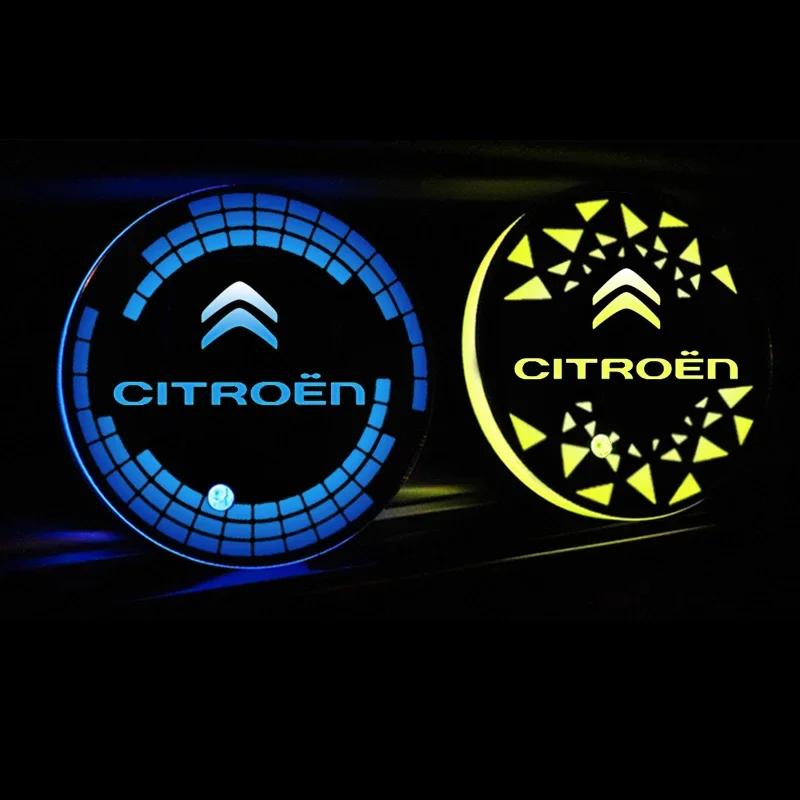 LED Car Interior Cup Holder Mat Coaster Light Drinks Pad for Citroen C2 C3 C5 C8 Berlingo Xsara DS3 DS4 DS5 Auto Accessories zm8
