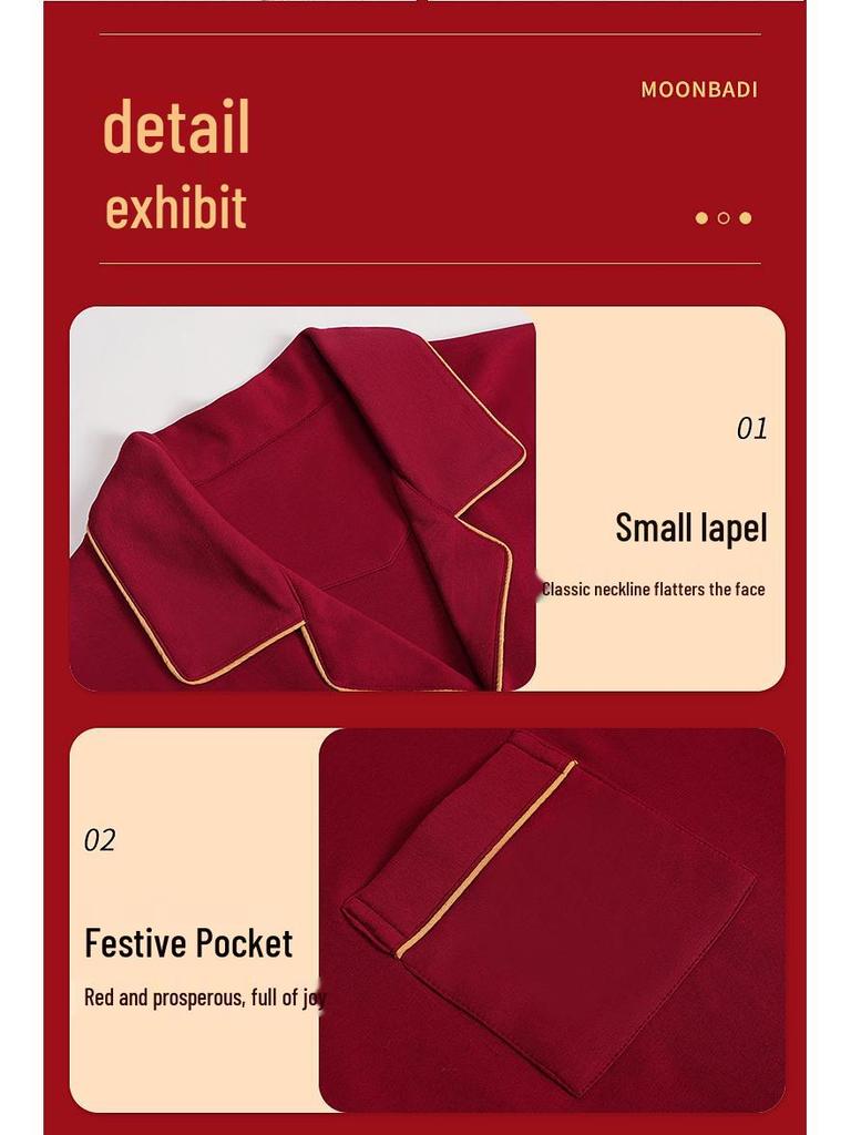 Красный комплект пижамы для молодоженов: Мужская и женская хлопковая длинная одежда для дома в свадебном стиле для весны и осени