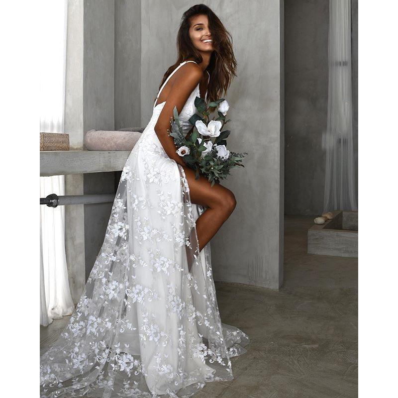 Элегантное кружевное платье на подтяжках, сексуальное платье для выпускного вечера с v-образным вырезом, свадебное платье для невесты