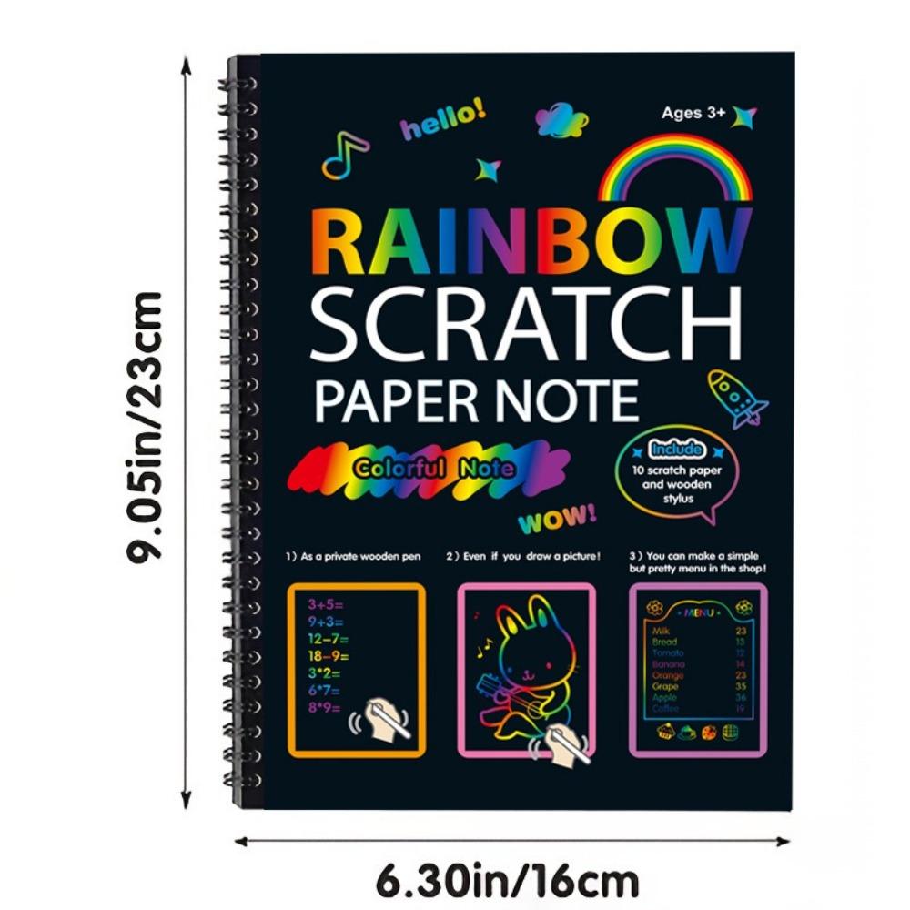 DIY Coloring Books Rainbow Drawing Board Cartoon Magic Scratch Paper for Kids