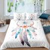 Dream Catcher Duvet Cover Set Purple Bedding Set Chic Boho Mandala Floral Feather Design Galaxy Comforter Cover Set Queen Size