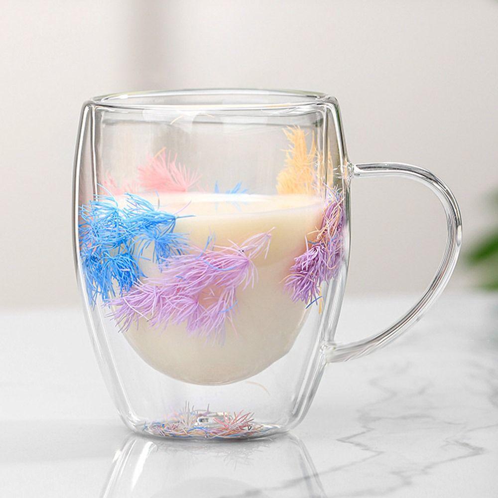 350 мл сухоцветы стеклянные кружки прозрачная кофейная кружка креативная двойная стеклянная чашка для дома и офиса