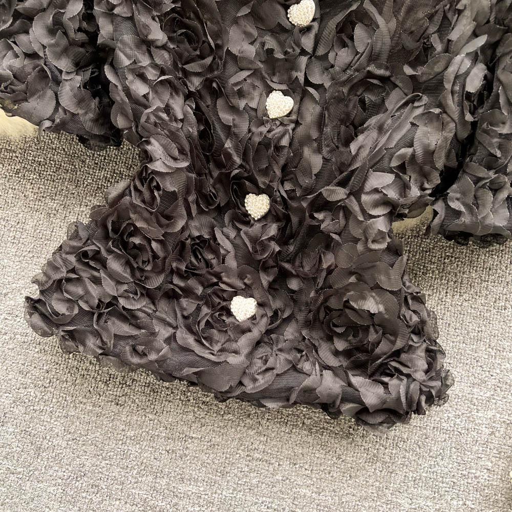 RUGOD Короткая темпераментная рубашка Niche Design Sense Mesh Flower, женская новая летняя тонкая однобортная универсальная рубашка