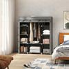 Clothes Storage Organiser with Hanging Rail, Shelves, Portable Wardrobe, Foldable Fabric Wardrobe, Dark Grey