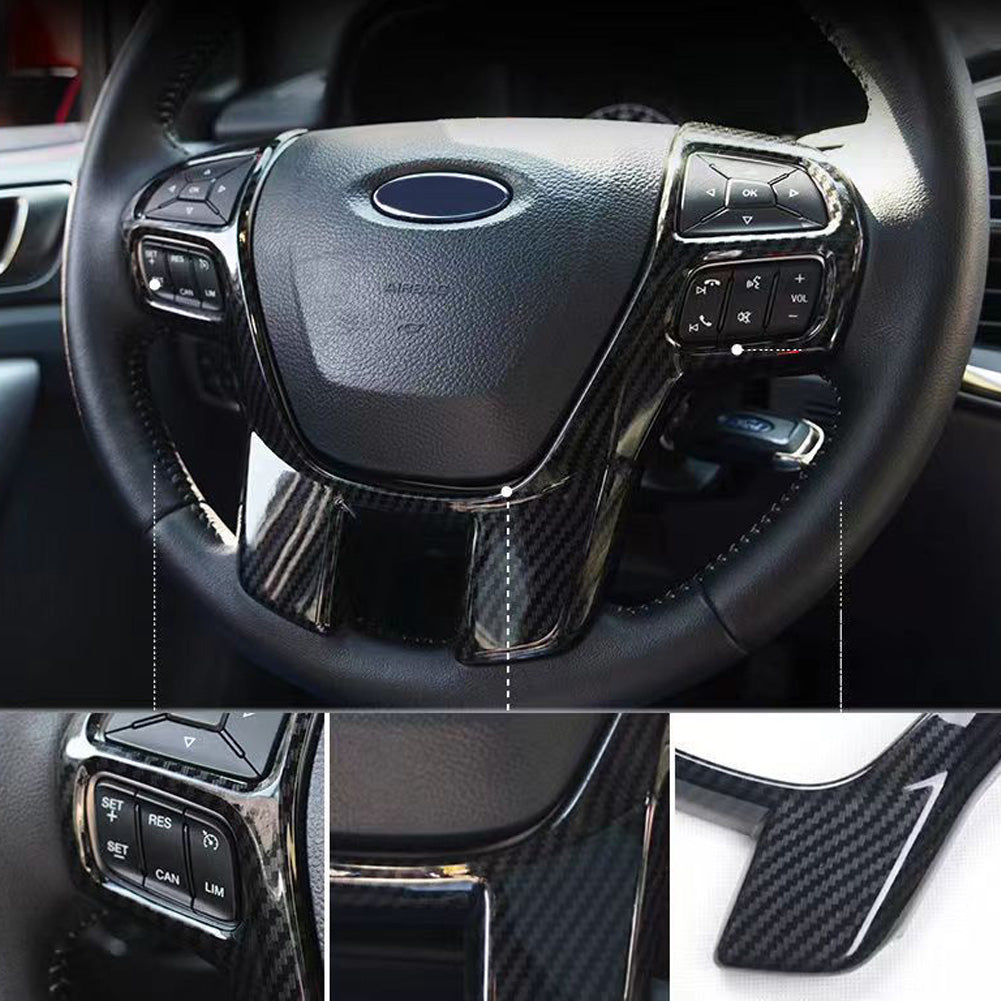 Для Ford Everest Ranger 2015+ карбоновый руль автомобиля панель крышка отделка наклейка декоративная рамка аксессуары для салона автомобиля