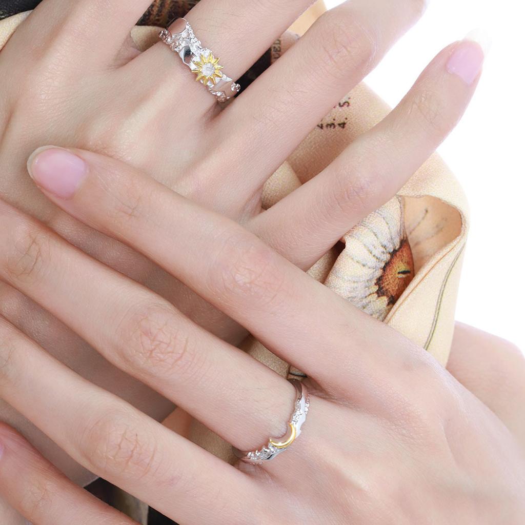 Солнце и Луна Сопровождают Новое Кольцо для Пары Женское Нишевое Дизайнерское Личностное Метровое Высококлассное Чувство Универсальное Открытое Кольцо, Ювелирный Подарок