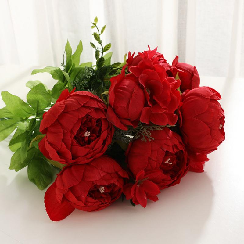 Искусственный цветок пиона с 13 головками, искусственное растение для свадебных аксессуаров для дома, декор комнаты