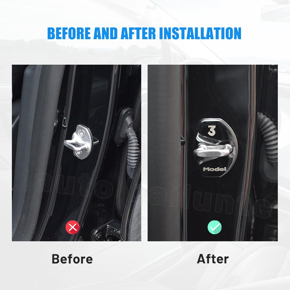 Для Tesla Model 3 2023 2022-2017 автоаксессуары автомобильный дверной замок Пряжка наклейки крышка дверной замок черный алюминий