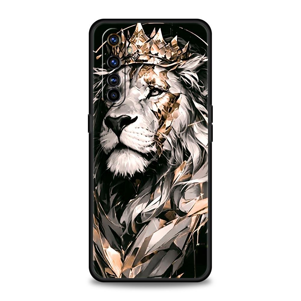 Cross Pattern Bicolor Lion Case For Realme C67 C63 C55 C53 C35 C25 C21 GT 2 3 5 6 10 11 12 13 Pro Plus 5G Soft TPU Phone Cover