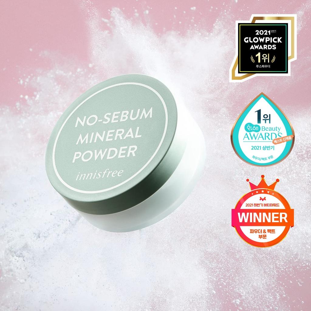 Innisfree Минеральная пудра 5 г Официальная корейская для лица Финишная от жирного блеска Скрывает поры Предотвращает Впитывает излишки Рассыпчатая Масляные салфетки Для жирной кожи Корейская мини-пудра