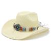 Новая плетеная соломенная шляпа в западном стиле, джинсовая, для верховой езды, уличная, персонализированная, мужская и женская, повседневная, солнцезащитная