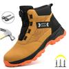 Fashion Leather Waterproof Men Work Safety Boots Anti Nail Anti Slip Wear-resistant Indestructib Labor Protection Shoes Sneakers