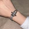 Темпераментный металлический браслет серебряный женский ручной браслет изысканный браслет со стразами женский