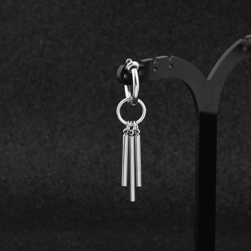 Хип-хоп Круглые женские серьги-клипсы из нержавеющей стали Мужские серьги-кисточки Серьги-кольца