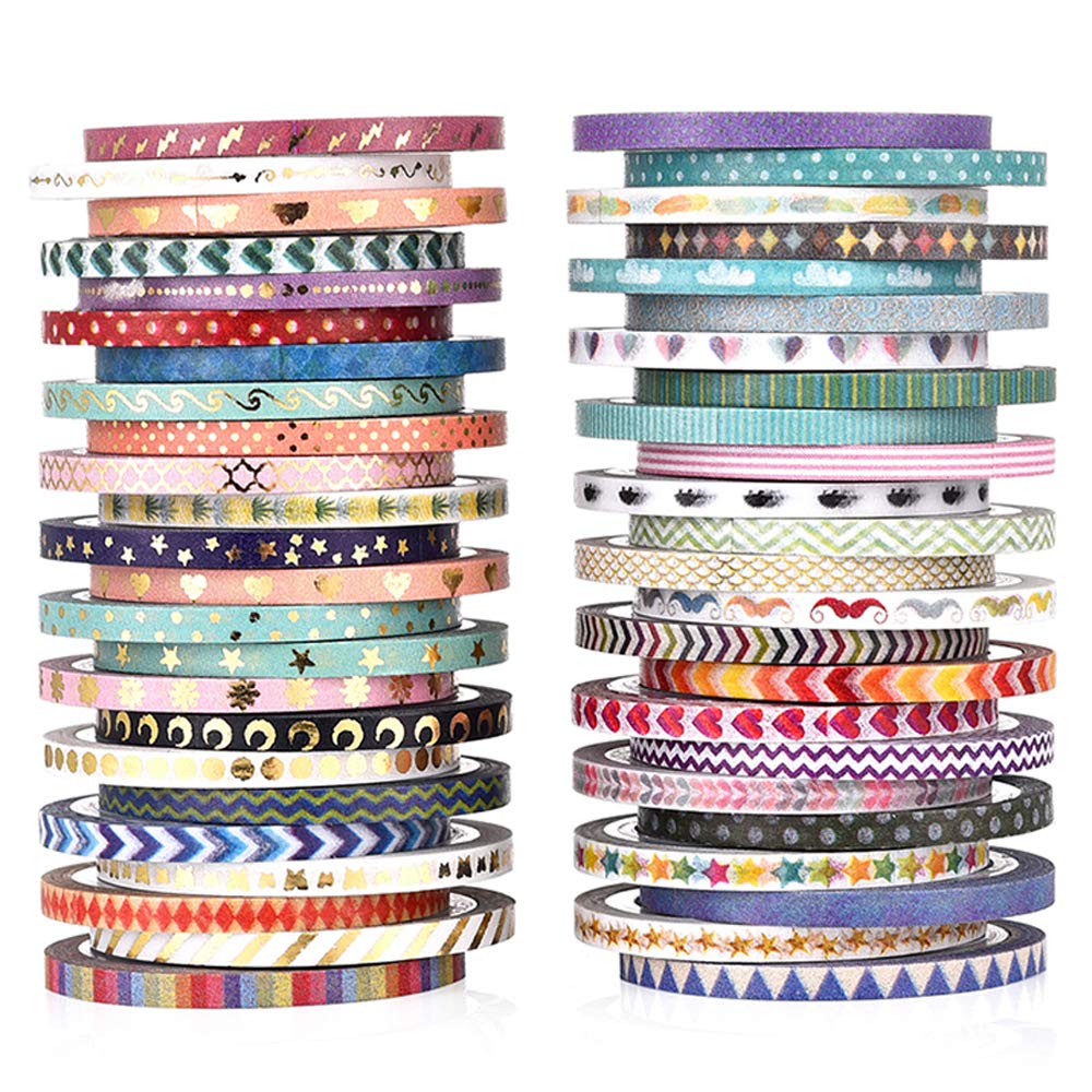 PBM Masking 48 Narrow Christmas Tape, Rolls, 3mm, Bulk, Thin, Wrapping, Gift, Decoration, Design, Colorful, Sparkling,