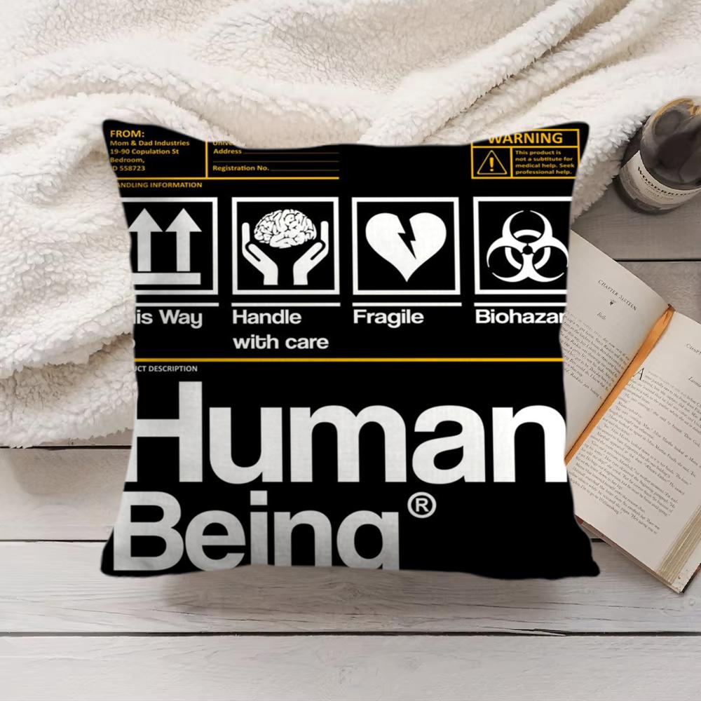 Be Happy and Good Luck Cushion Cover Short Plush DoubleSided Printing Home Machine Washable in Warm Winter Pillow Cover