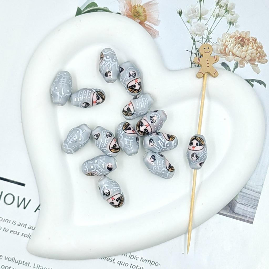 Hand-Painted Matryoshka Dolls Colorful Ceramic Beads DIY Bracelet & Earrings Jewelry Accessories
