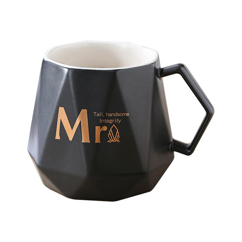 Ceramic Mug, Diamond Cup, Water Cup, High-end Gift Box Set, Souvenir Wedding Gift, Business Couple Coffee Cup