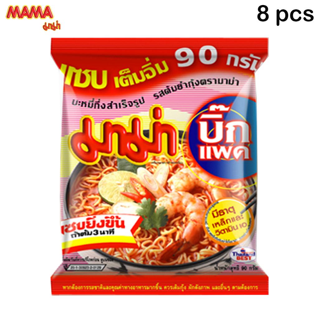 MAMA Лапша быстрого приготовления со вкусом Том Ям и креветками (Большой пакет) 90 гx 4 шт/8 шт/16 шт - Thai Food