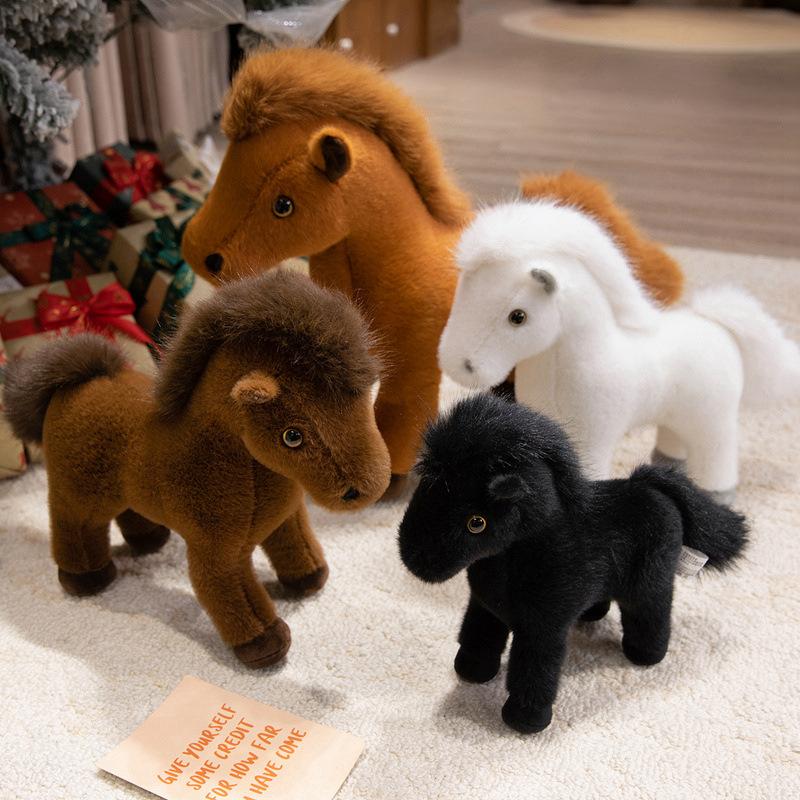 Симуляция белого пони кукла плюшевая игрушка жеребенок зодиакальная лошадь кукла дети успокаивающая кукла