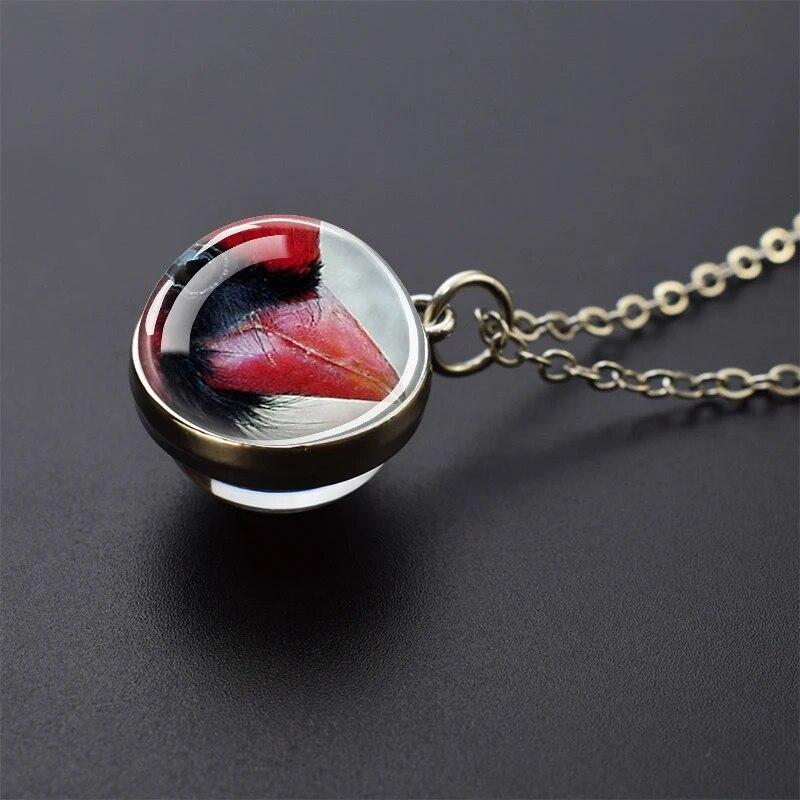 Попугай Феникс Павлин Ворон Ласточка Воробей Сова Двусторонний Стеклянный Шар Подвеска Ожерелье Мужчины Женщины Ювелирные Изделия Подарок