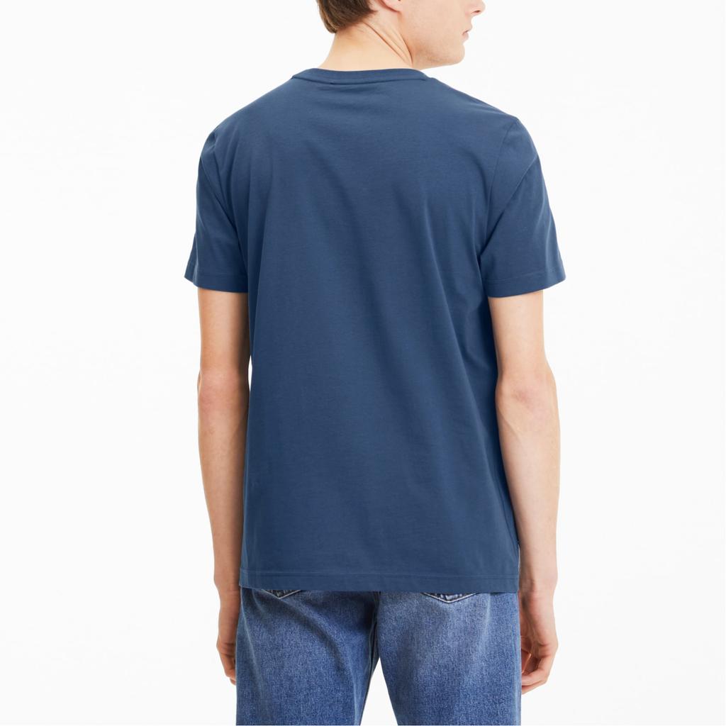Puma Active Contrast Logo Print Round Neck Short Sleeve T-Shirt Men Tops Deep-Denim-Blue 845995-43