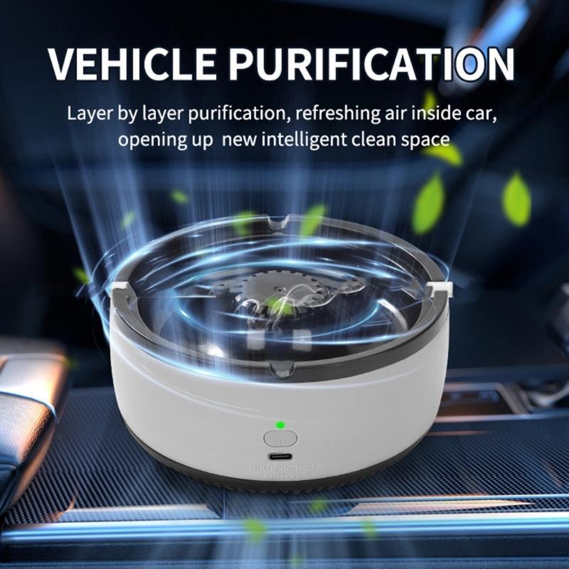Multifunctional Smokeless Ashtray Air Purifier USB Charging for Freshing Air Indoors Home Office Car Use Reducing Odors