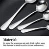Round Spoons with Long Handle Stainless Steel Coffee Tea Ice Cream Flatware Portable Teaspoon Accessory for Household