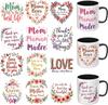 12 PCS UV DTF Cup Wrap Stickers, Floral Mothers Day Rub On Transfers for Crafts, Permanent DIY Transfer Decals for 16oz Libbey Glass Cans, Mugs, Candl