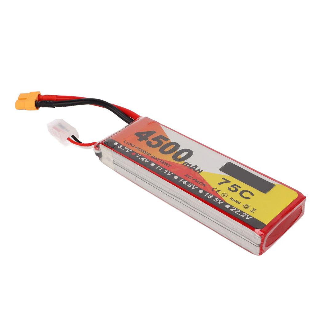 Lipo Battery 75C Discharge Rate 4500mAh Capacity 7.4V 2S Lipo XT60 Plug Power for RC Vehicles