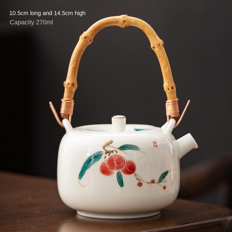 Hand-painted Japanese Style Lifting Pot Tea Pot Kung Fu Tea Set With Filter Coarse Ceramic Purple Clay Pot Ceramic Tea Pot Puer