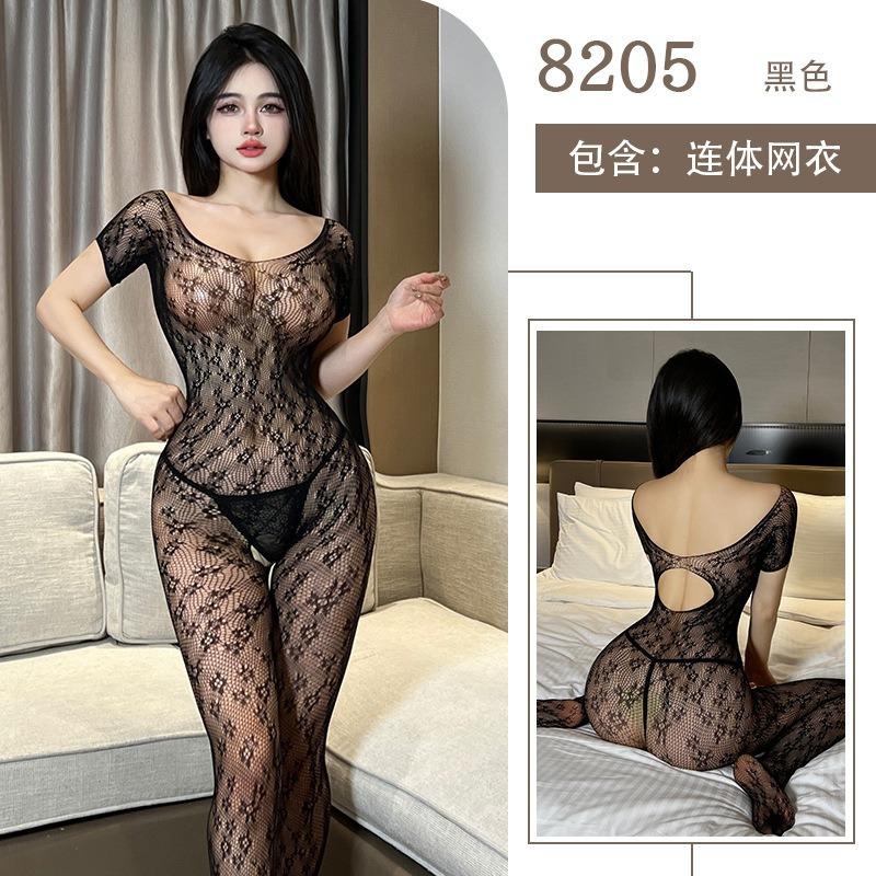Sexy lingerie sexy hollow tight one-piece net coat large size hot one-piece net socks open file free