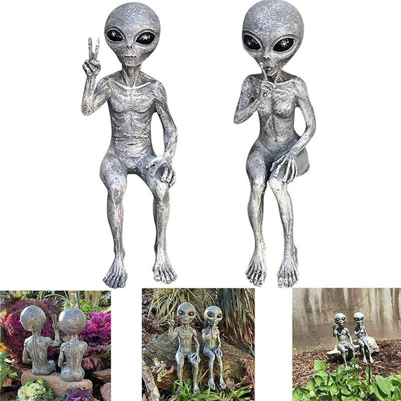 Outer Alien Space Garden Statue Figurine Ornaments Home Yard Decor Sculpture