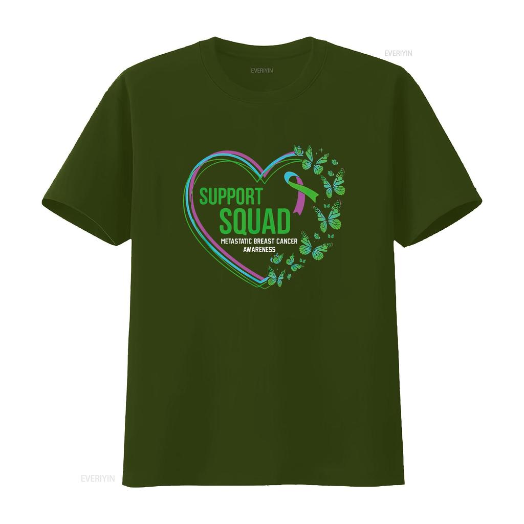 Womens Heart Support Squad Ribbon Metastatic Breast Cancer T Shirt Black Large vintage Washed Stretched streetwear Soft Stylish