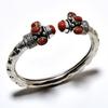 Красный солнечный камень, драгоценный камень 925, посеребренный браслет ручной работы, ювелирный браслет-манжета