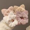 Winter Cute Coral Fleece Scrunchies Cat Ears Elastic Hair Bands  for Girls Children Kids Soft Hair Tie Ponytail Hair Accessories