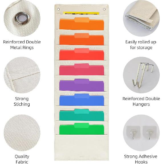 Подвесной настенный органайзер для файлов, Подвесной держатель для папок-файлов, Карманная таблица-органайзер для хранения бумажных документов, Карманная таблица для офиса и класса, с